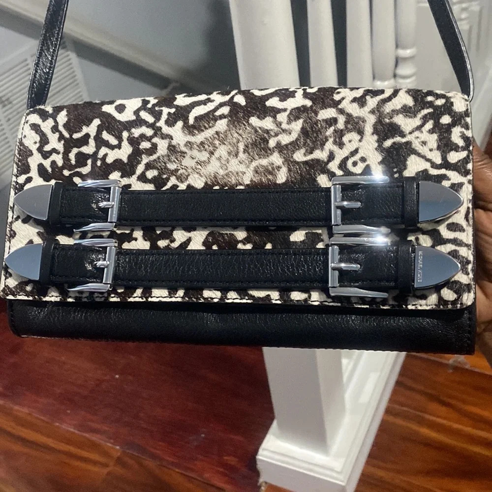 Michael Kors Haircalf Leather Robin Convertible Clutch/Shoulder Bag/Handbag - Picture 6 of 10